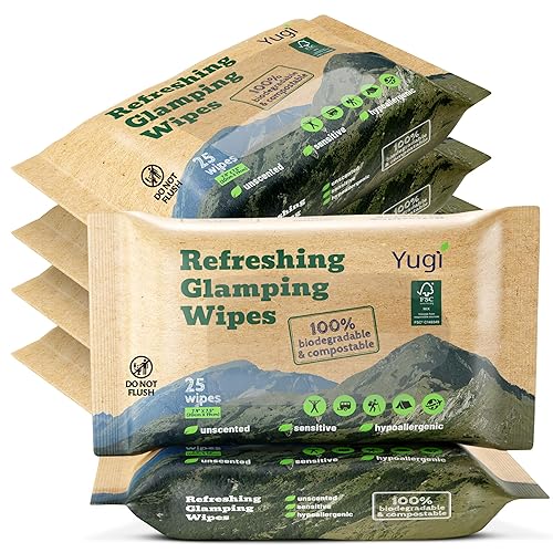 Miniatura 7 de Yugi toallitas húmedas, toallitas faciales y corporales para camping, después del entrenamiento y viajes, toallitas de fibras vegetales sin perfume