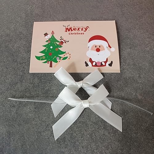 Miniatura 4 de Paquete de 50 lazos blancos para corbata, lazos preatados, lazos de satén de Navidad para bolsas de golosinas, lazos de embalaje para dulces y