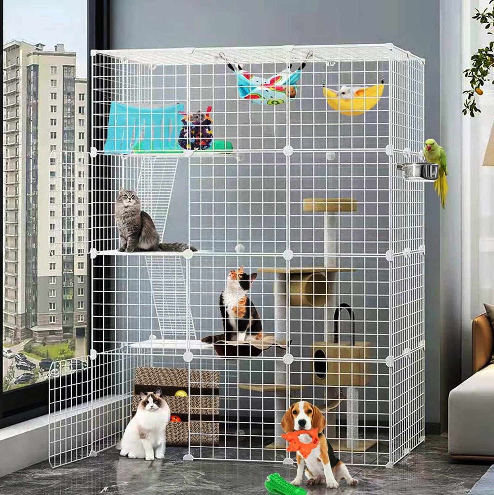Amazon.co.jp: 猫 ケージ 大型猫 ケージ DIYコンビネーション脱走防止