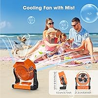 Vista 3 de Ausic Ventiladores portátiles de niebla para campamento, [máximo 35 horas de funcionamiento] Ventilador de refrigeración al aire libre para patios