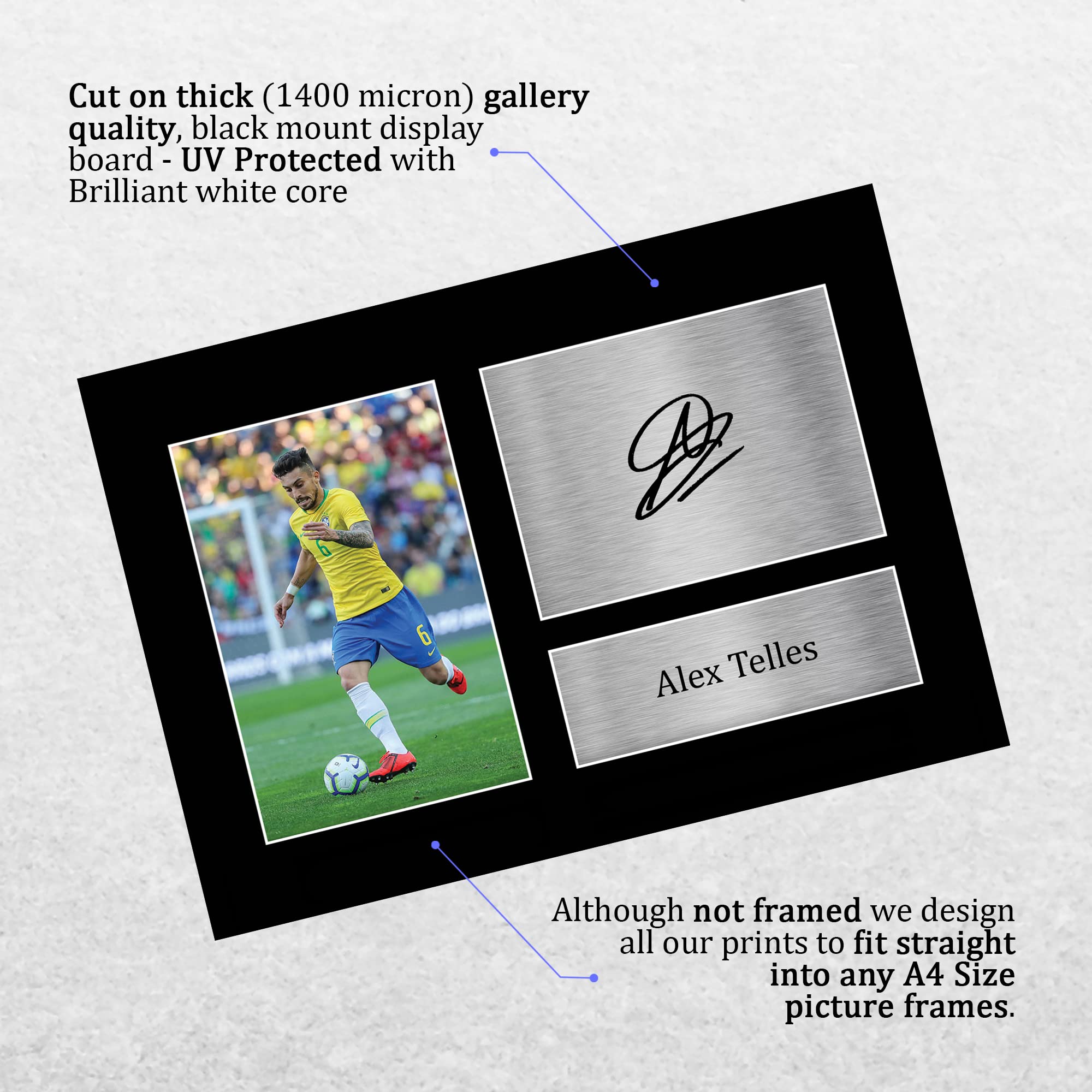 HWC Trading FR A4 Alex Telles Brazil Regali Stampati Autografo Firmato Foto Per Gli Appassionati Di Calcio E Sostenitori - A4 Framed