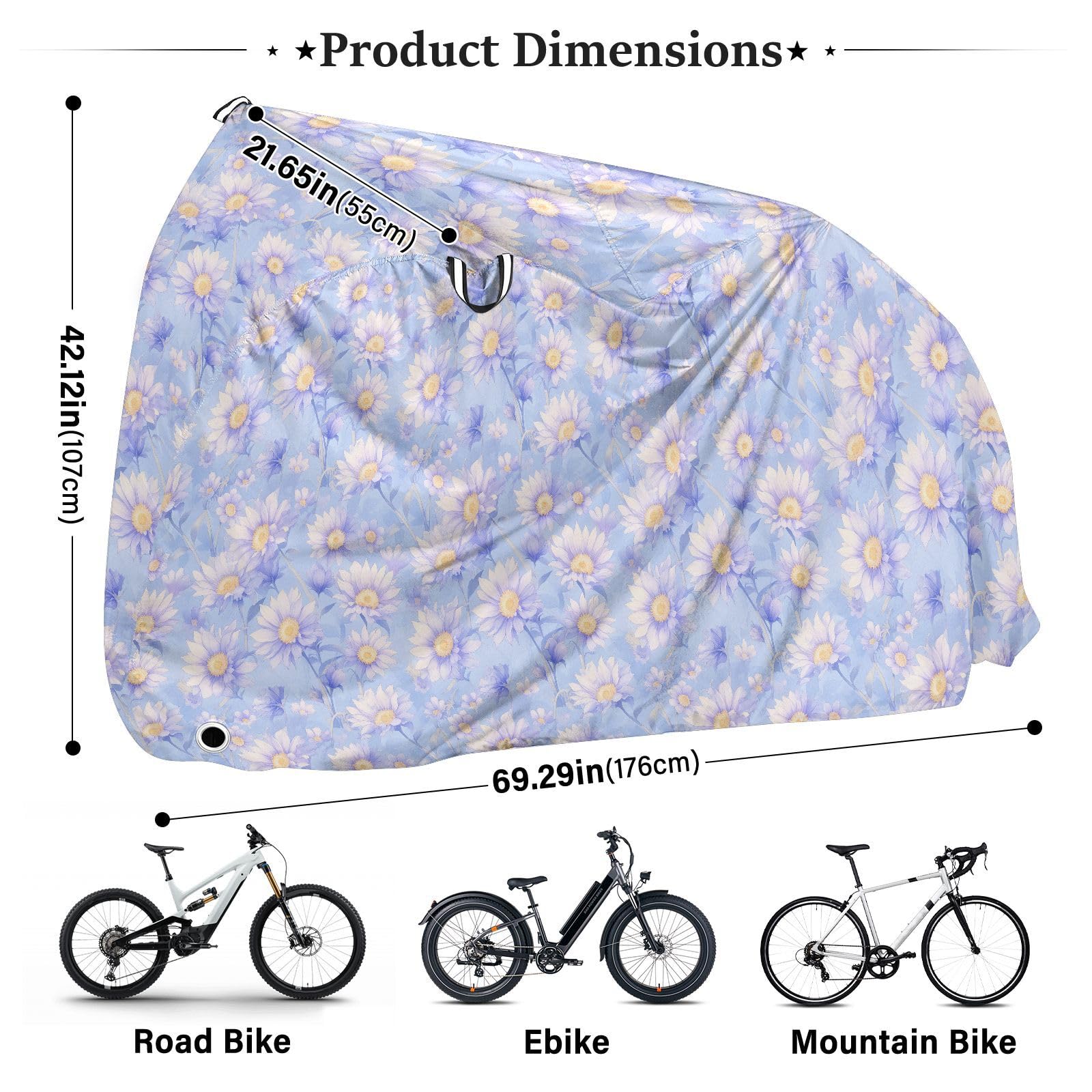 Housse de vélo d'extérieur imperméable avec tournesols violet clair