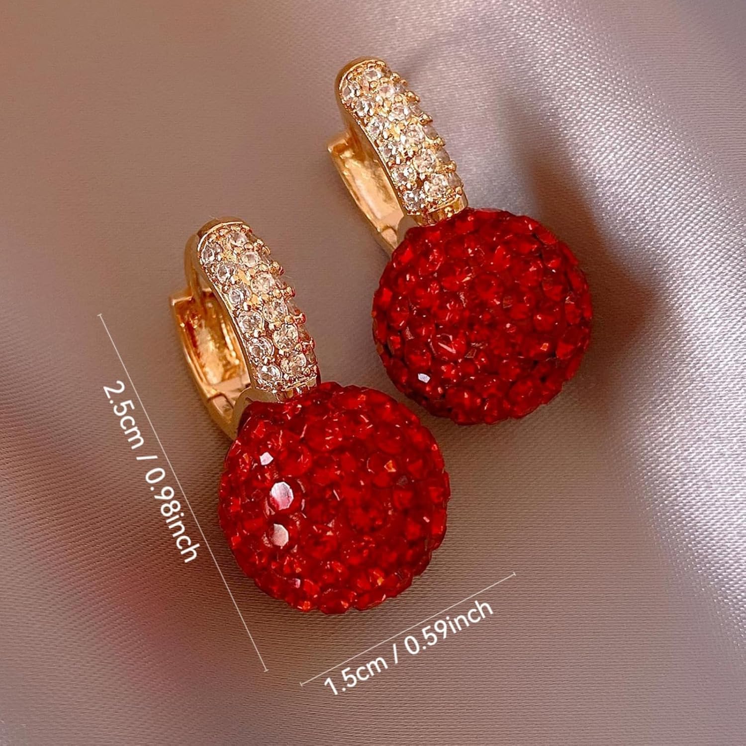 Red Earrings for Women Rhinestone Bling Earrings for Party Accessories Trendy Jewelry Gifts - Image 6