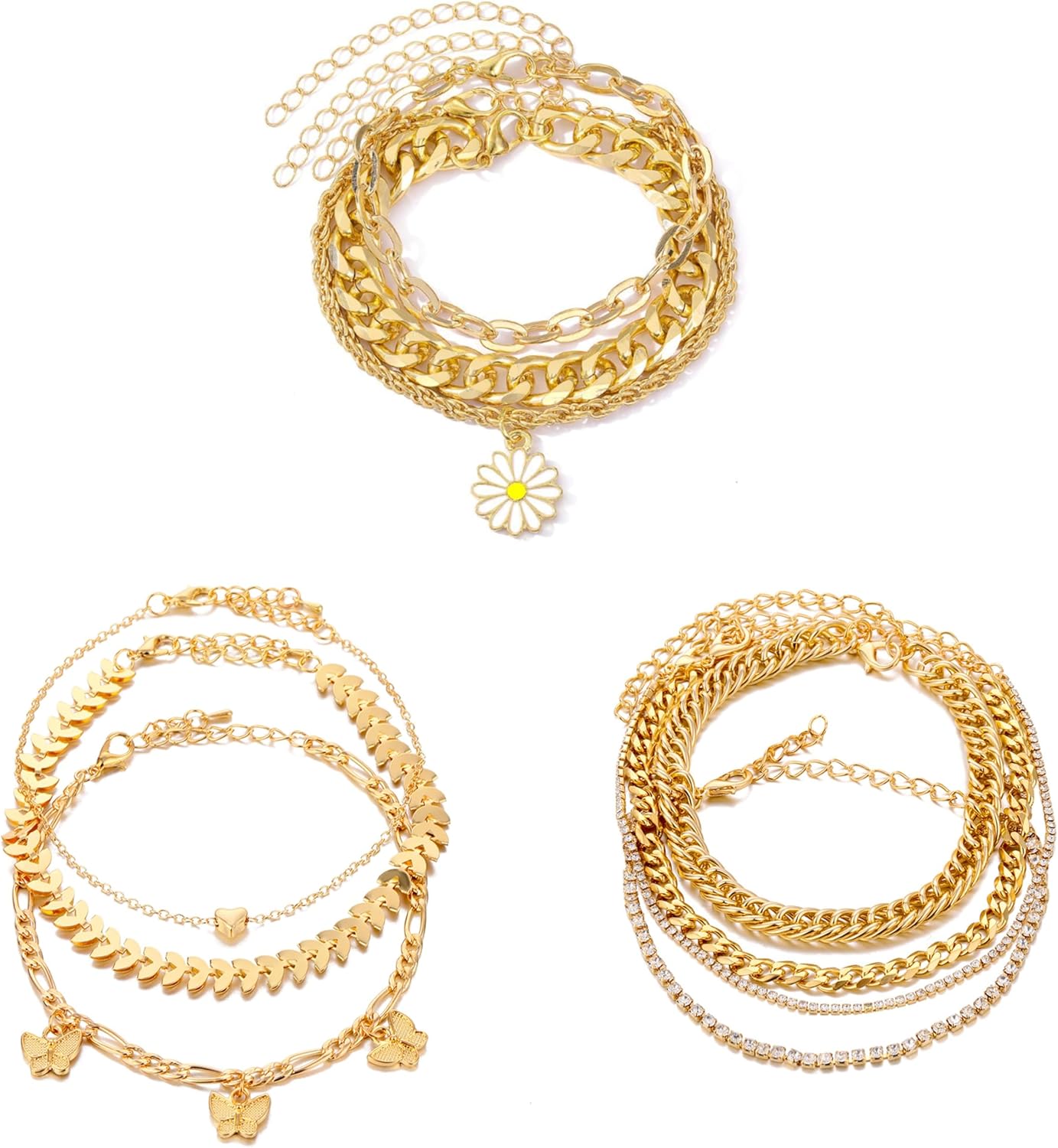 KOSMOS-LI 60 PCS Gold Plated Jewelry Sets with Costume Necklaces, Bracelets, Earrings, Knuckle Rings for Women - Image 6