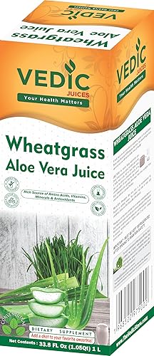 Vedic Juices Bebida de jugo de Aleo Vera de alta calidad con pasto de trigo, 16.9 onzas líquidas, paquete de 1, ideal para uso diario