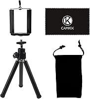 Vista 2 de CamKix Kit de trípode ajustable universal para Smartphones incluye trípode/soporte de smartphone universal / bolsa de terciopelo / paño