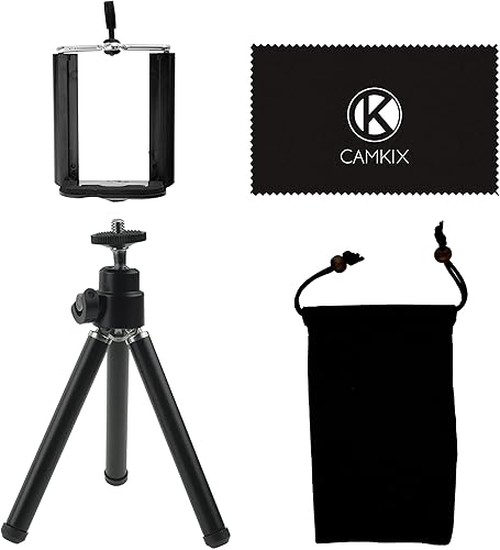 Miniatura 2 de CamKix Kit de trípode ajustable universal para Smartphones incluye trípodesoporte de smartphone universal  bolsa de terciopelo  paño de microfibra