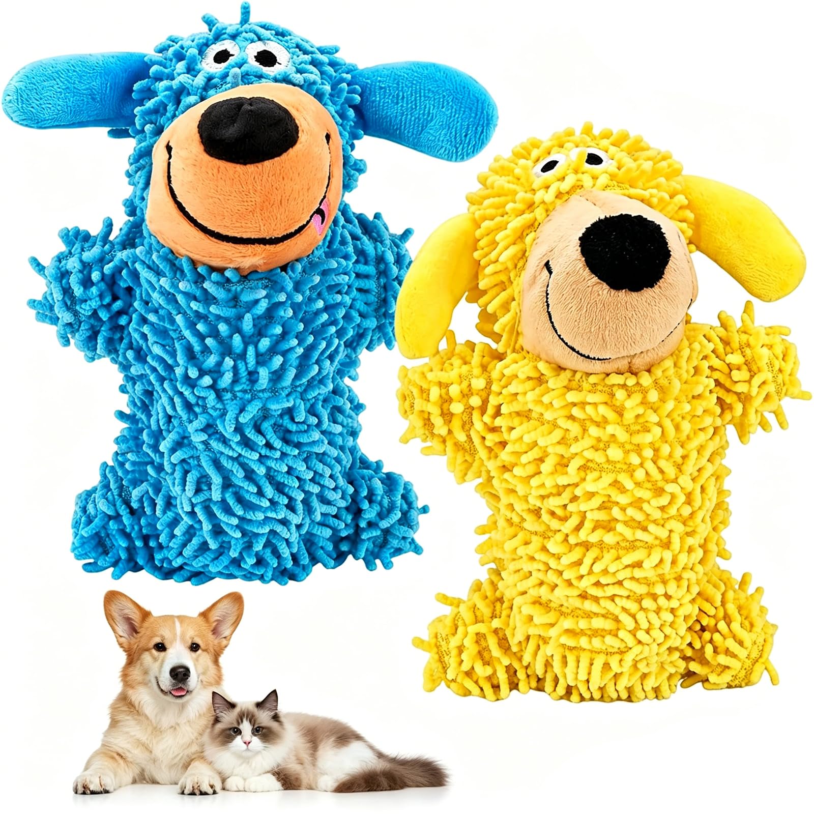 2 Stück Kicherndes Zahnreinigungsspielzeug In Hundefarben Hundespielzeug, 15 x 10 cm, Unzerstörbares Kauspielzeug für Kleine Hunde, Robuster Begleiter zur Beschäftigung von Welpen und Katzen