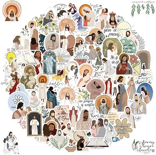 Miniatura 1 de 100 calcomanías cristianas para botellas de agua, calcomanías de versículo bíblico de Jesús, calcomanías motivacionales de fe religiosa para