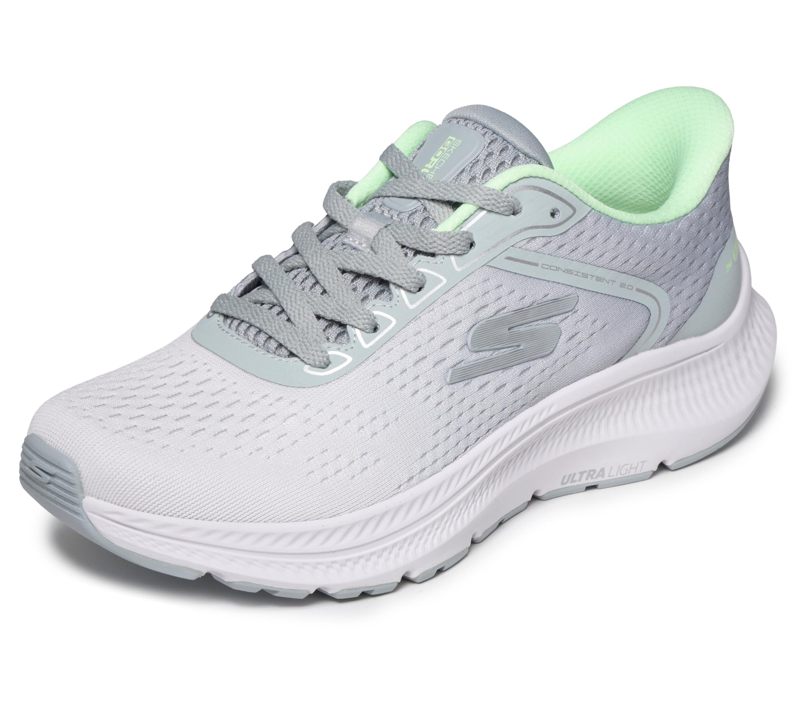 Skechers Women's Gray Slip-Ins: Go Run Consistent 2.0 - Maywood Sneaker In Size 8 | Textile/Synthetic, Vegan, Machine Washable