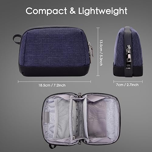 Miniatura 2 de DDgro Mini bolsa organizadora de artículos electrónicos de viaje, conveniente y elegante estuche de almacenamiento (cuadros azul-mini)