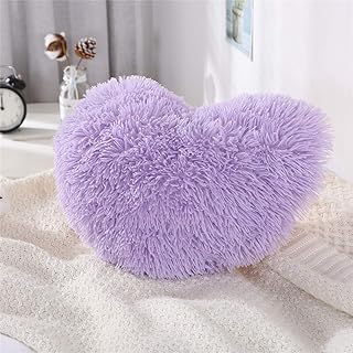 MOOWOO Fluffy Heart Pillow, Faux Fur Throw Pillow,Sherpa Plush Fluffy, C...
