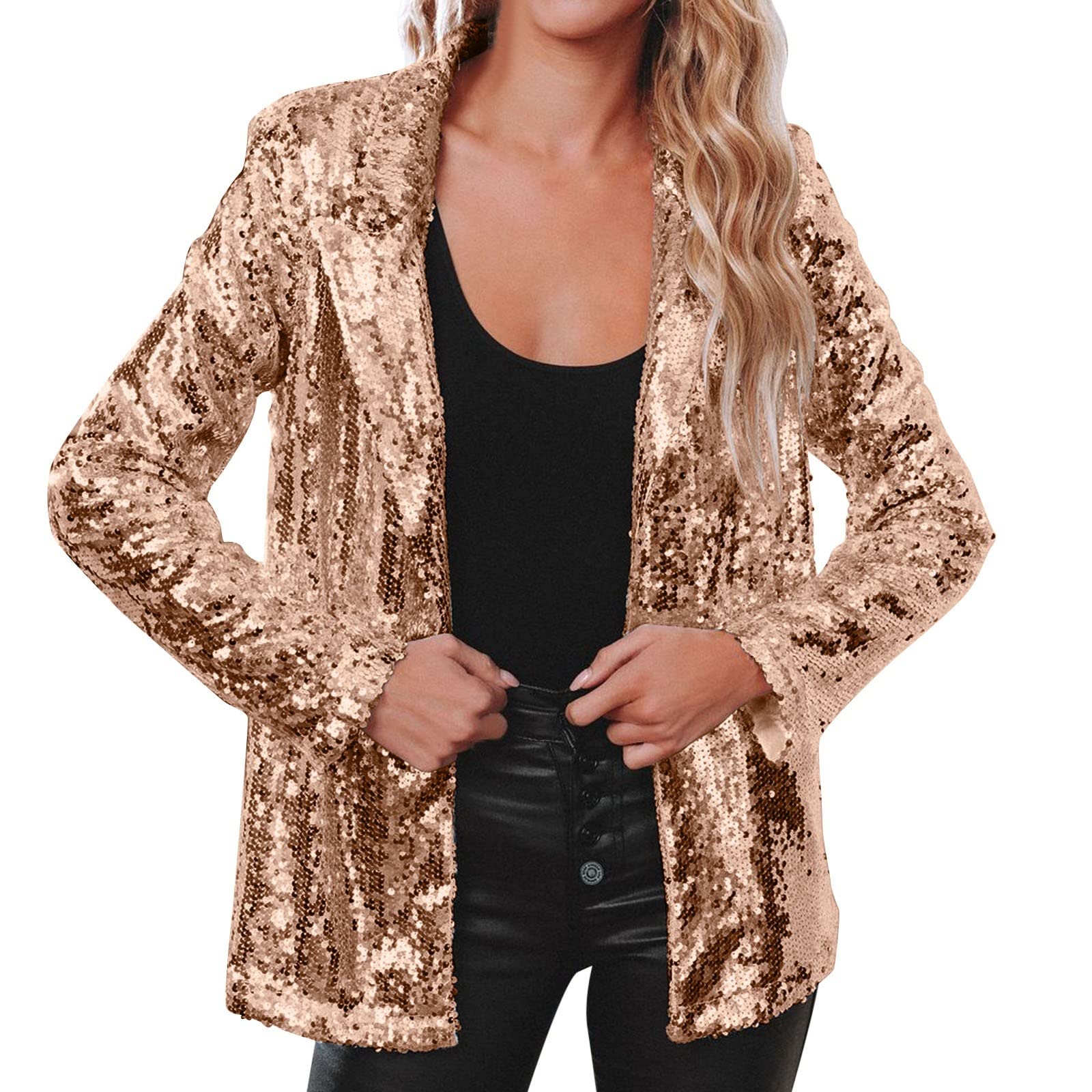ADMAY 2023 Elegancia de otoño e invierno Y21K Mujeres Lentejuelas Chaqueta Casual Manga Larga Glitter Party Brillante Rave Chándal Chaqueta Kimono Chic