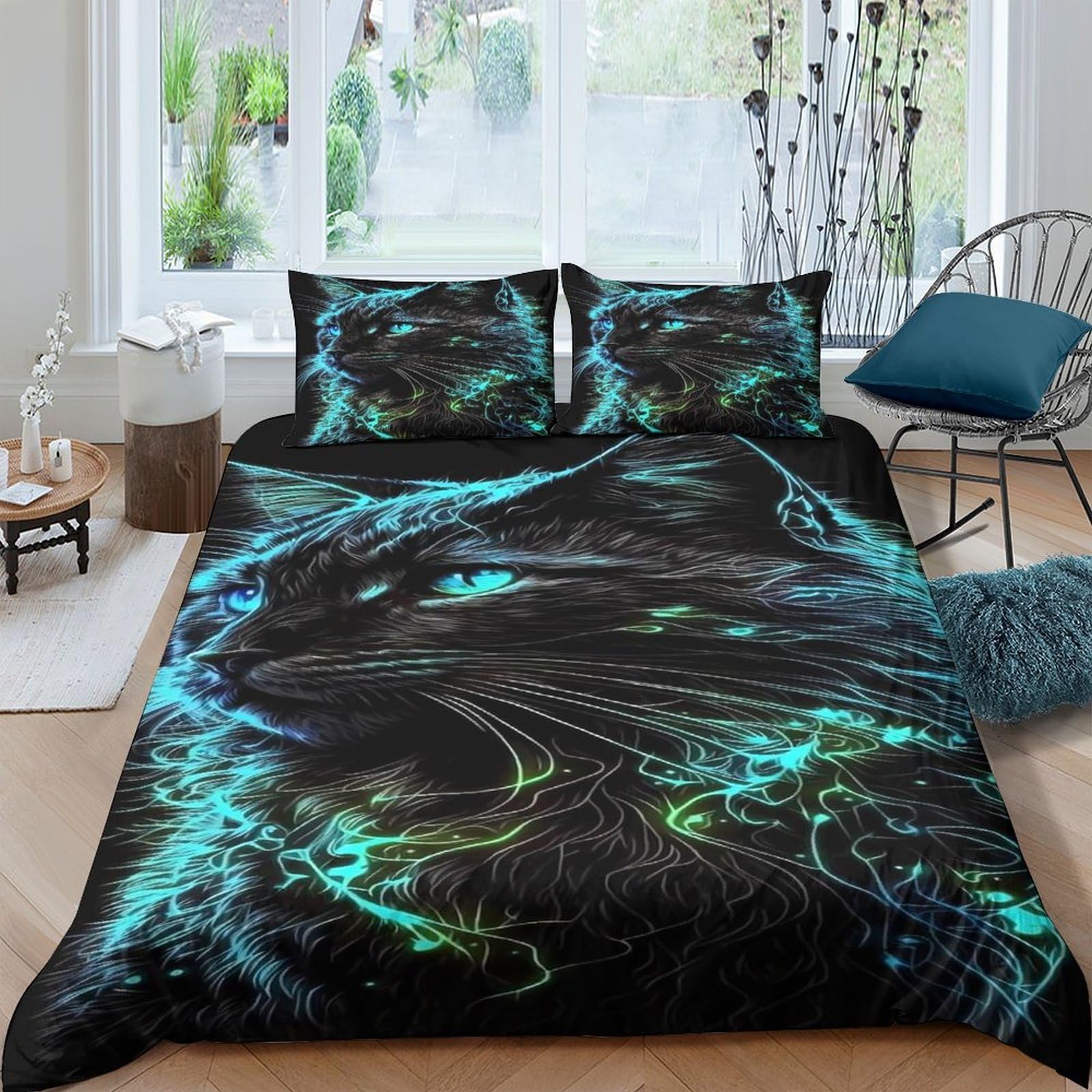Ctjqhvkz Style-8 3D Printed Dark Dragon Fitted Sheet Microfiber Soft Breathable Blue Flame Mattress Cover For Bedroom Decor Single（135X200cm）