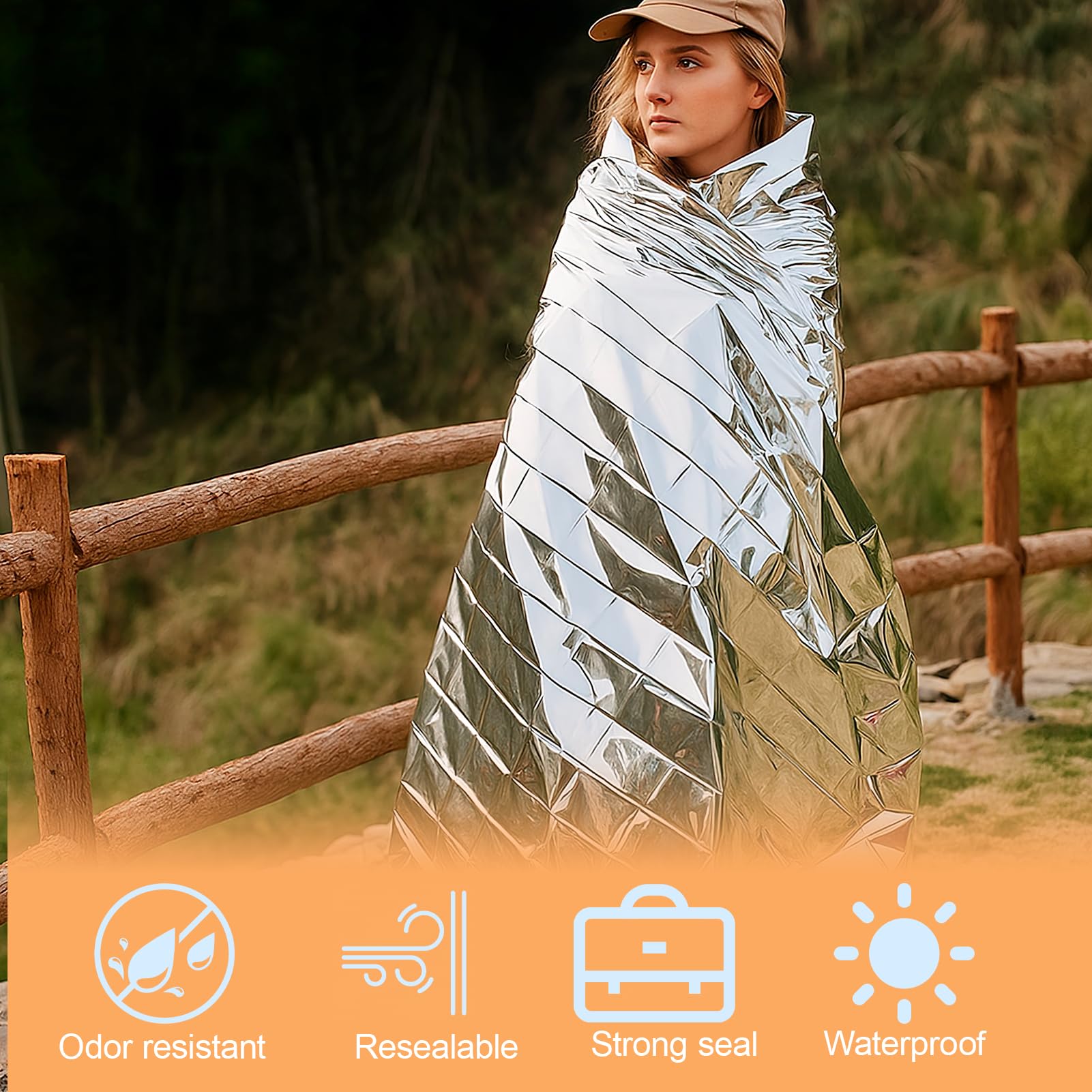 Juego de 6 fundas de supervivencia reutilizables gruesas isotérmicas, tamaños 130 x 210 cm y 160 x 210 cm, ideal como manta de emergencia térmica para exteriores, senderismo, ventanas y primeros