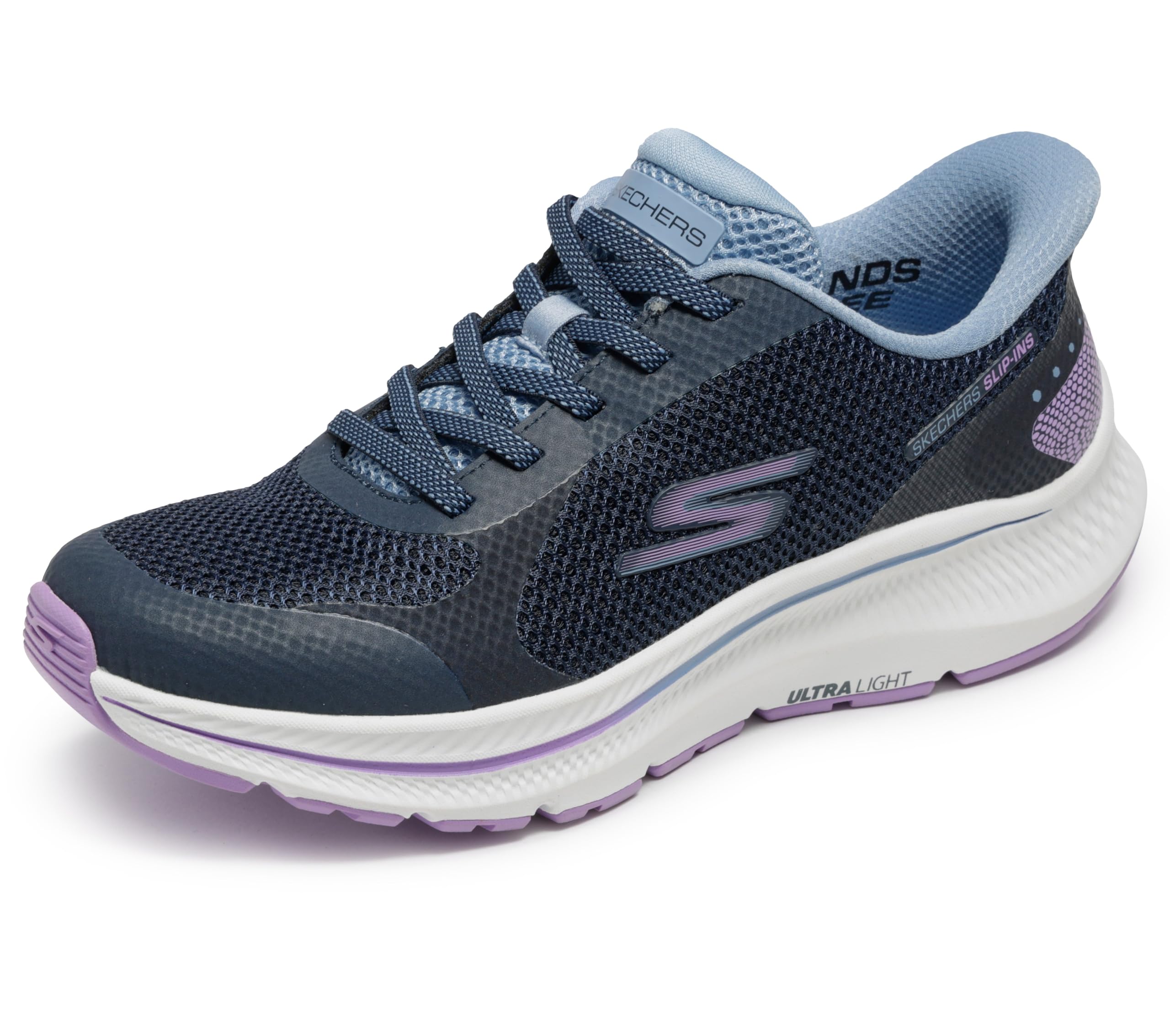 Skechers Women's Go Run Consistent 2.0 Captiva Slip-in Trainers, Navy Textile/Lavender Trim, 4.5 UK