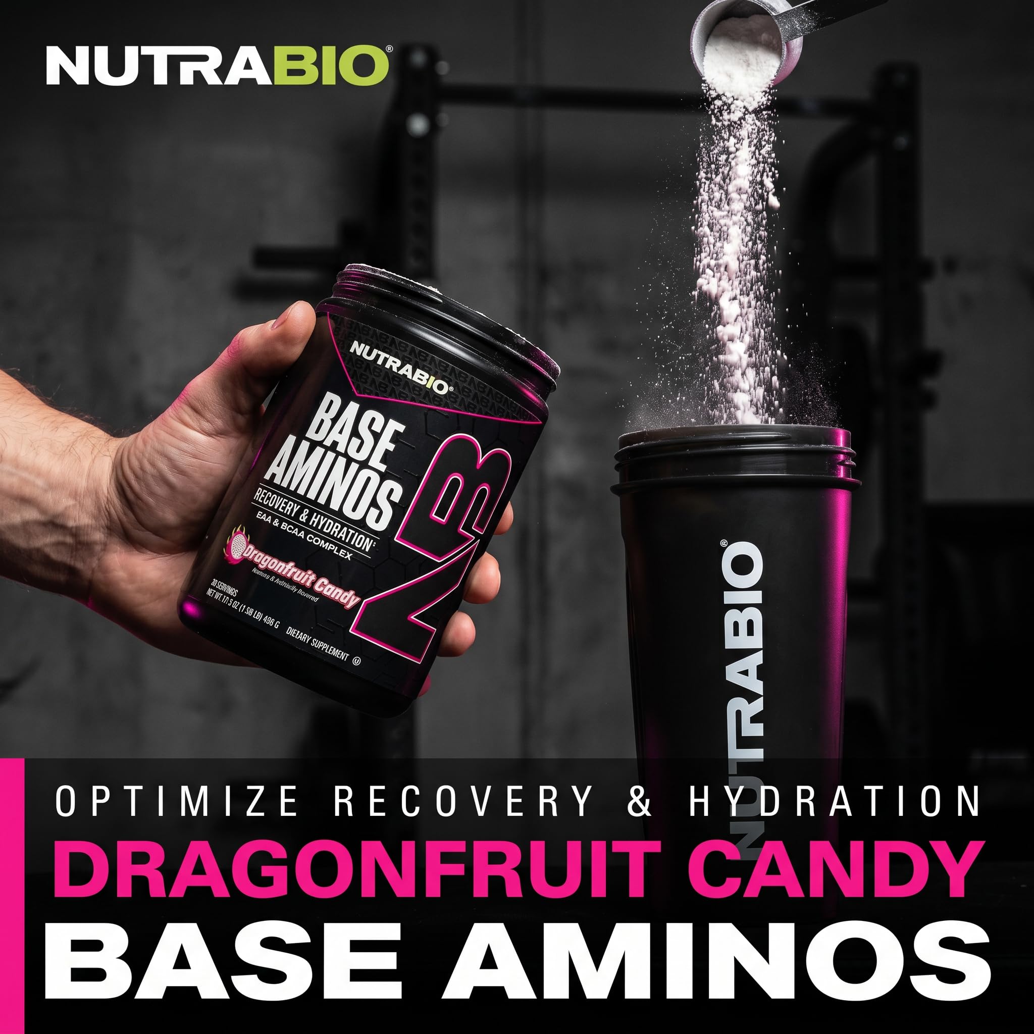 NutraBio Base Aminos EAA + BCAA Powder 10g Essential Amino Acids Supplement, 6g 2:1:1 BCAAs, 2.8g Hydration Matrix with Electrolytes -30 Servings- Dragon Fruit Candy — Amazon image 7