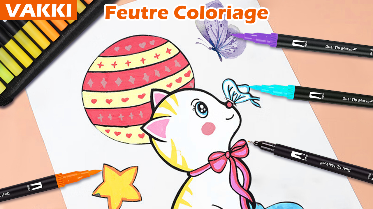 Feutres Aquarelle VAKKI 144 Couleurs - Double Pointe (pinceau 1-5mm Et Fine 0.4mm) | Pour Adultes Et Artistes