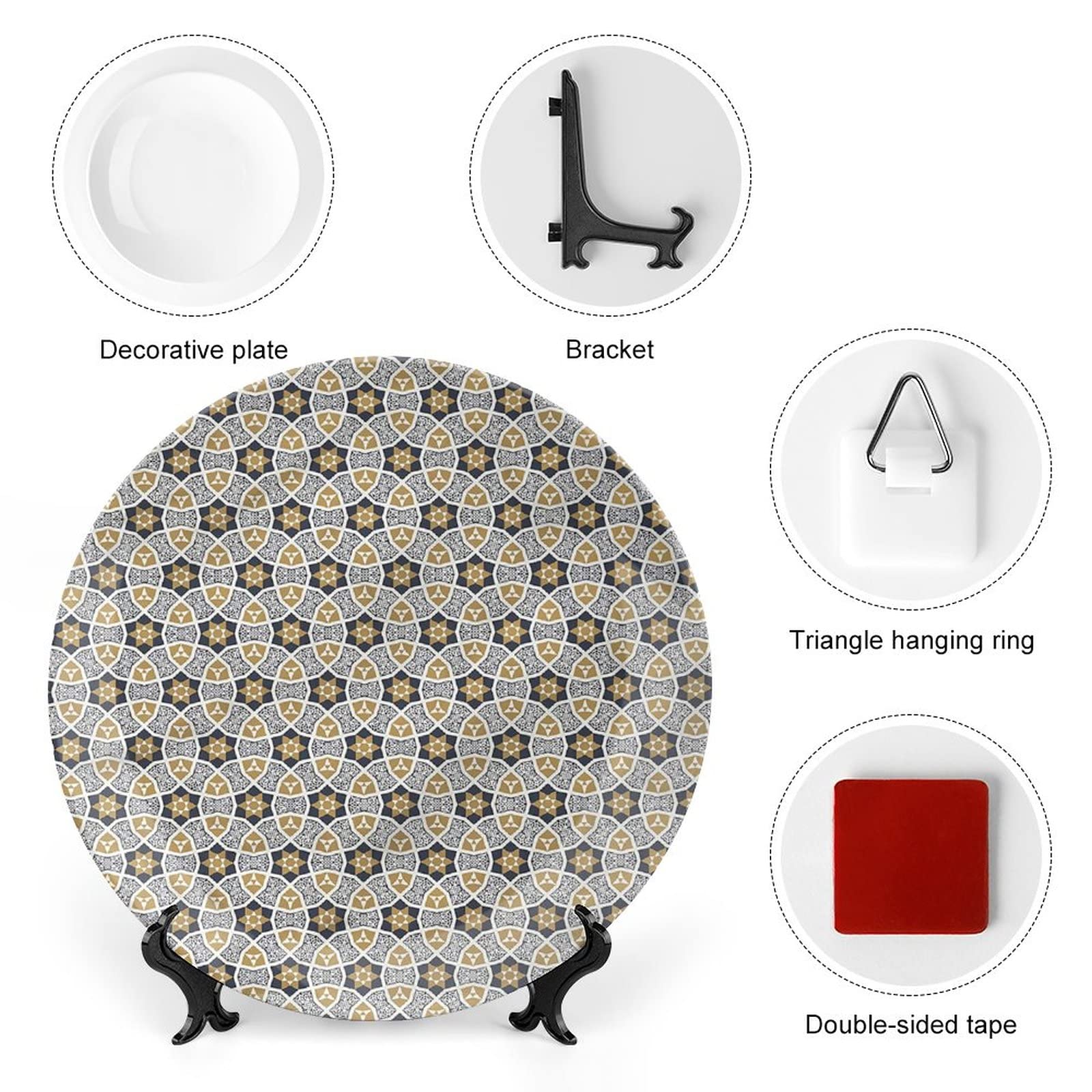 XISUNYA 8 Inch Decorative Plate, Arabic Ceramic Plate, Star