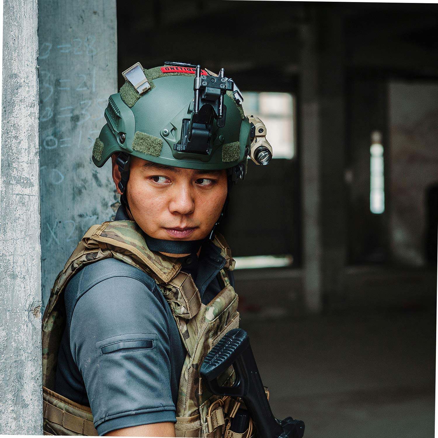 Casco Tattico LEJUNJIE Con Visiera Antisommossa - Per Airsoft, Paintball, Ciclismo E Caccia - Foto 2