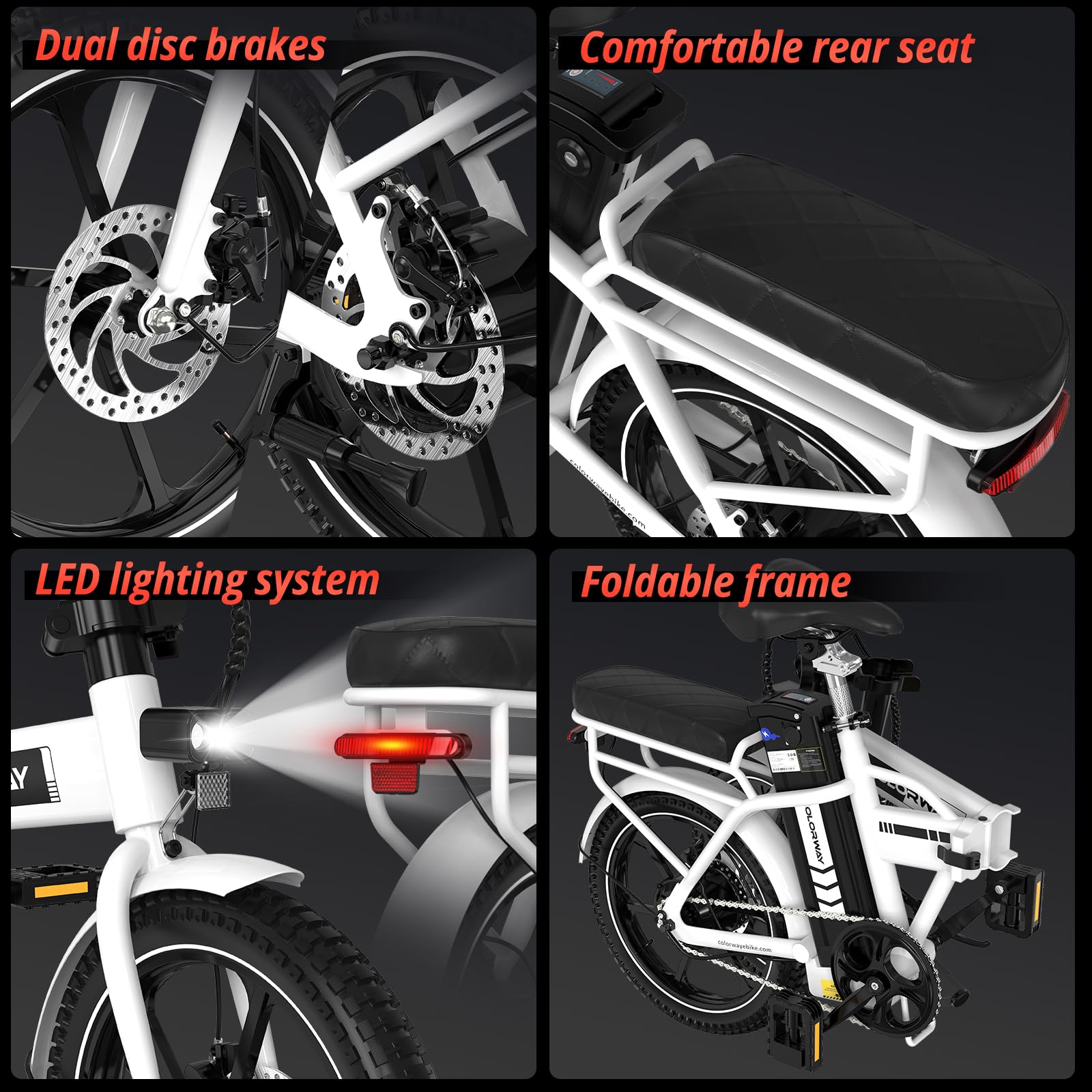 COLORWAY BK5S Vélo Électrique Pliant 16” – Batterie 36V 12Ah Amovible, Moteur 250W, E-Bike Urbain Compact pour Homme et Femme, Vélo Électrique de Ville Pliable pour Déplacements Quotidiens