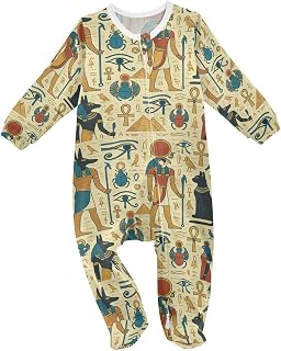Wudan Ancient Egyptian Gods Retro Baby Boys Sleep Play Footed Cotton Girls Romper Jumpsuit Sleeper Pajamas 3M