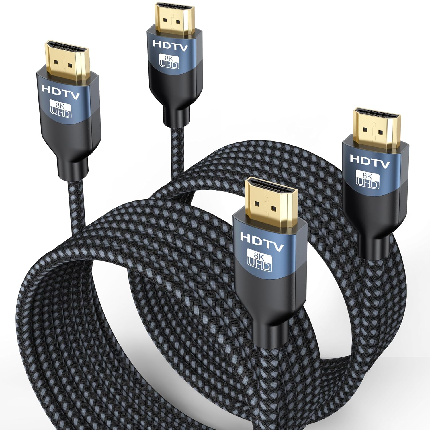 10FT Braided HDMI 2.1 Cable – 48Gbps, 8K@60Hz, 4K@120Hz, HDR10 – Ultra HD High Speed
