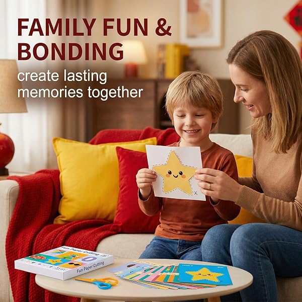 ciseaux de sécurité pour enfants 30 feuilles de papier, Kit d'activités de découpe de papier amusant, Pour la maternelle, la crèche, la crèche, le bricolage, les jouets éducatifs(A) - 2