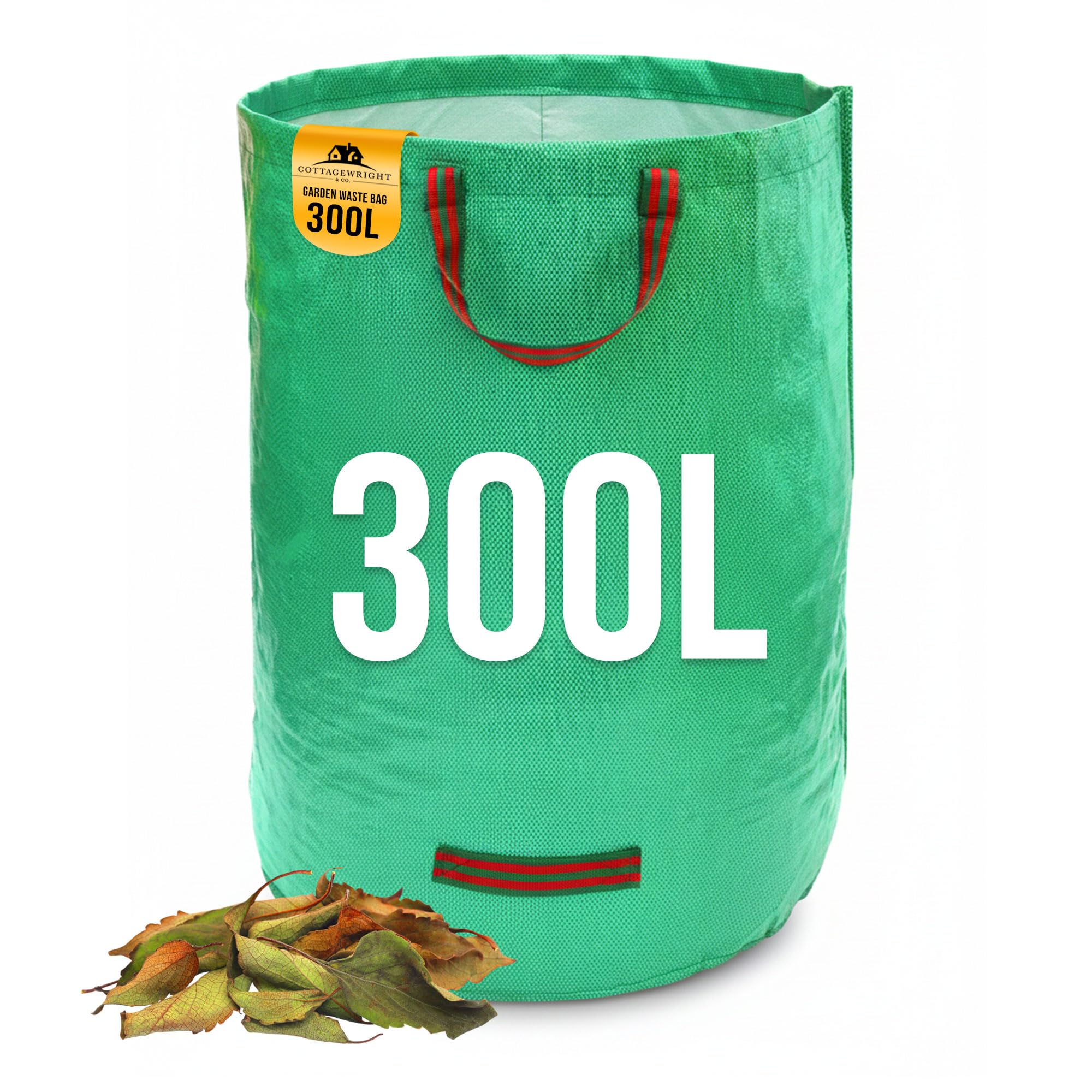 Garden Bags Heavy Duty with Handles - Reusable Garden Waste Bags Heavy Duty for Plant, Grass, Dirt, Leaves Collection, Waste Bags Reusable (Pack of 1, 300L)