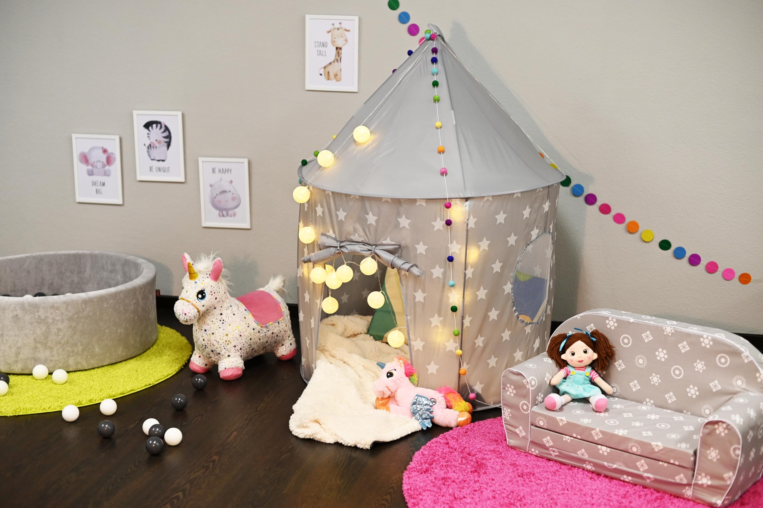 KNORRTOYS.COM 55541 namiot do zabawy Grey White Stars, szary