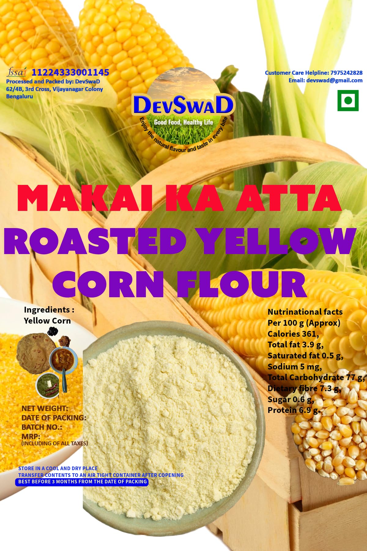 DevSwaD Pure Bihari Makai Atta (Roasted Yellow Corn - Tulbuliya Makkai - Fresh Stock) - 930 grams (B09HPKLLM4) Amazon Price History, Amazon Price Tracker