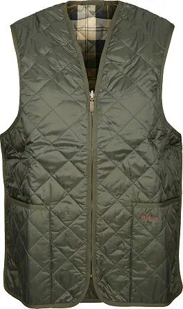 Barbour Men's Quilted Waistcoat with Zip-in Liner, Olive/Ancient Tartan, Size 38