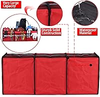 Vista 4 de Homeve Organizador plegable grande para maletero con múltiples bolsillos, organizador de almacenamiento de 3 compartimentos para automóvil, SUV