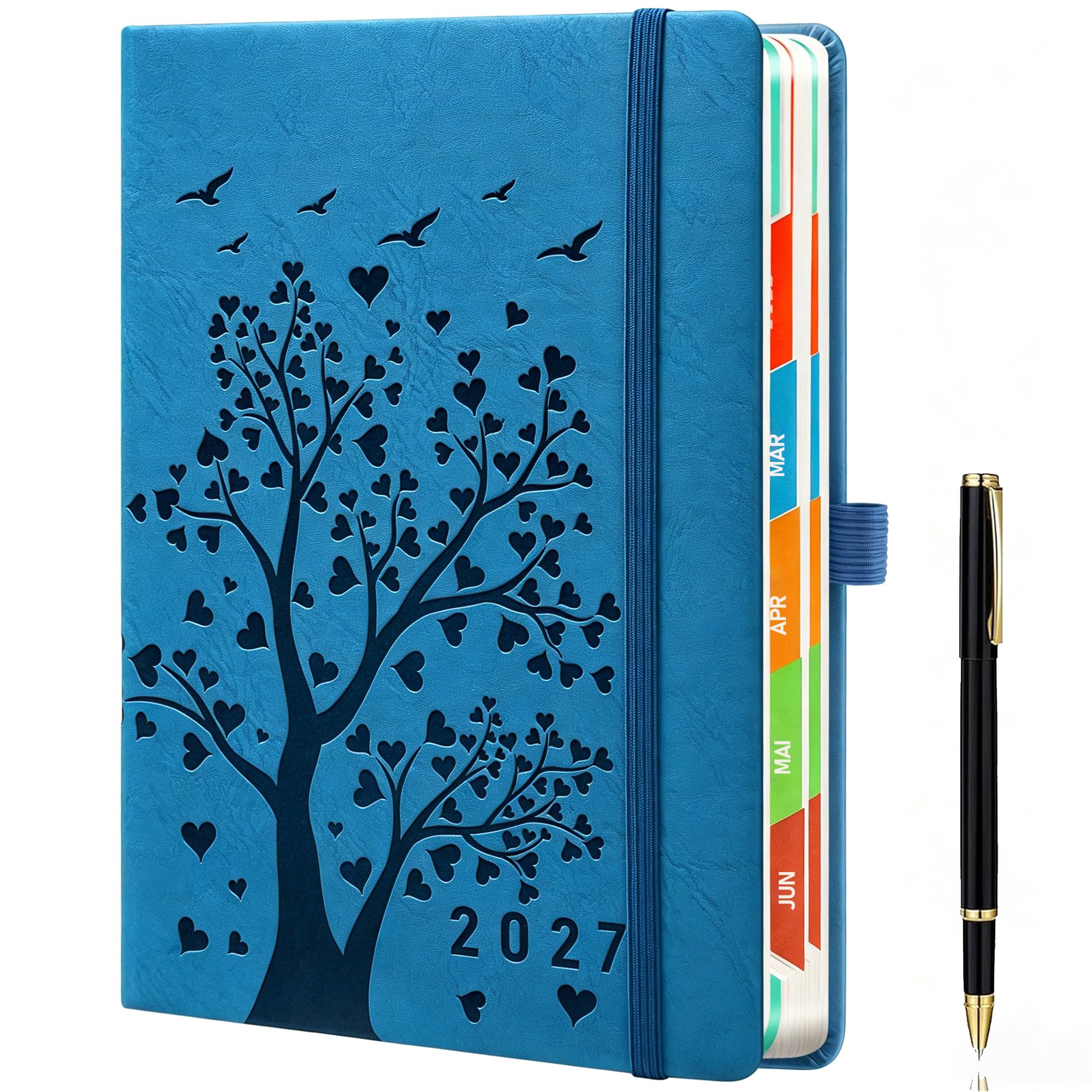 Daily Planner 2027 A5 Light Blue - Calendar 2027 Daily 1 Day per Page, Diary & Book Calendar 2027 Daily with Heart Tree Design, Calendar Book 2027, Lightweight & Modern, Hardcover