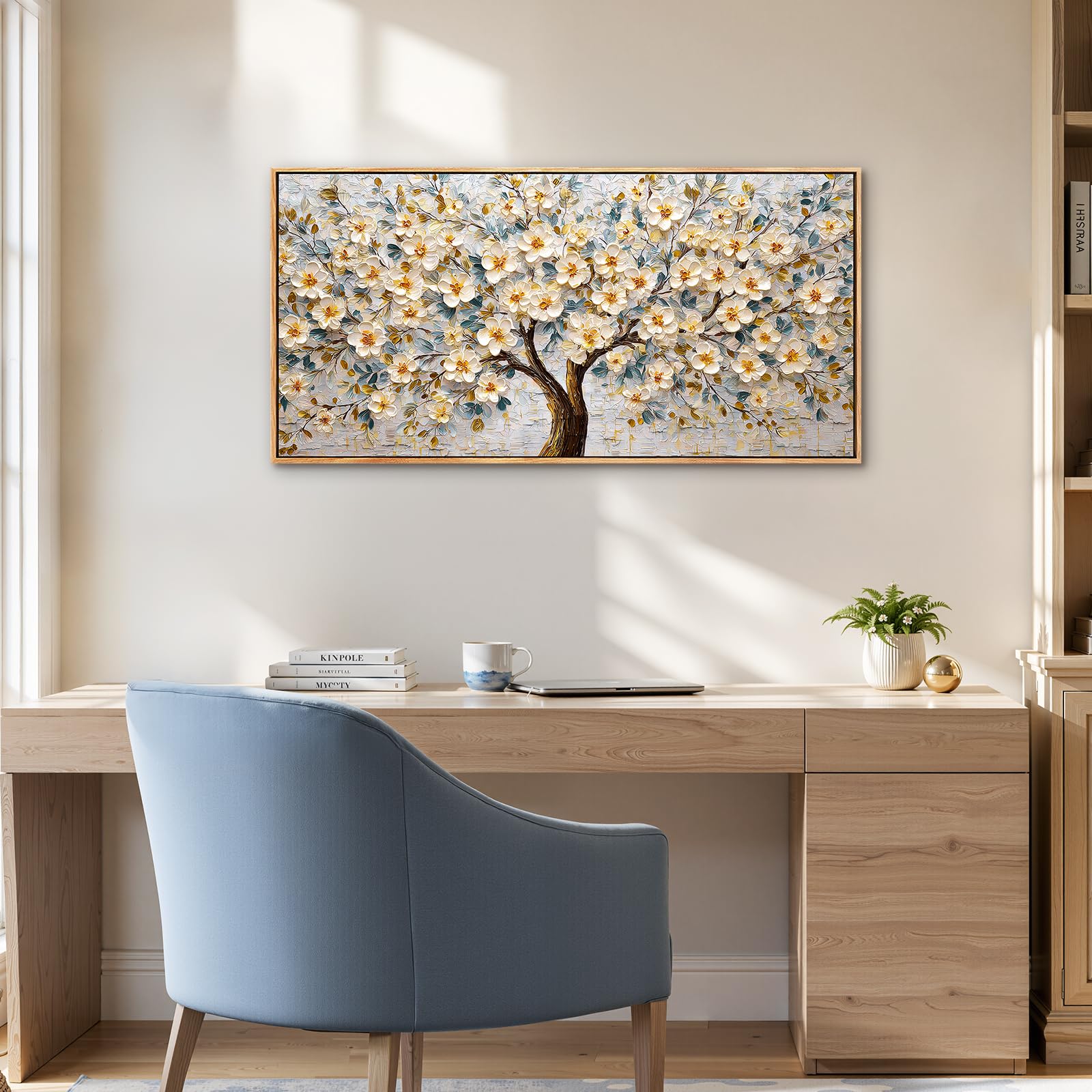 SERIMINO Tableau Decoration Murale Arbre de Vie Fleur Cadre 60x120 cm