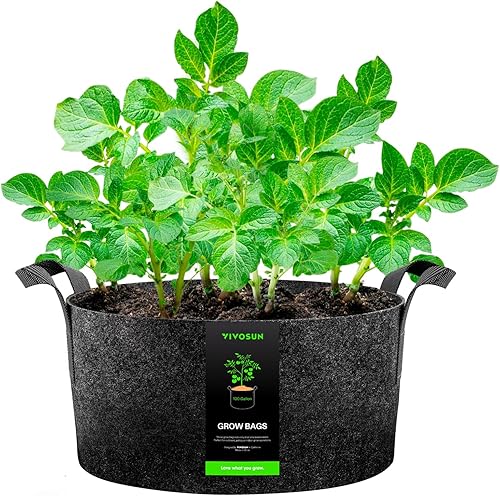 Miniatura 1 de VIVOSUN 1 bolsa de cultivo de 100 galones, maceta de tela con asas para verduras y plantas