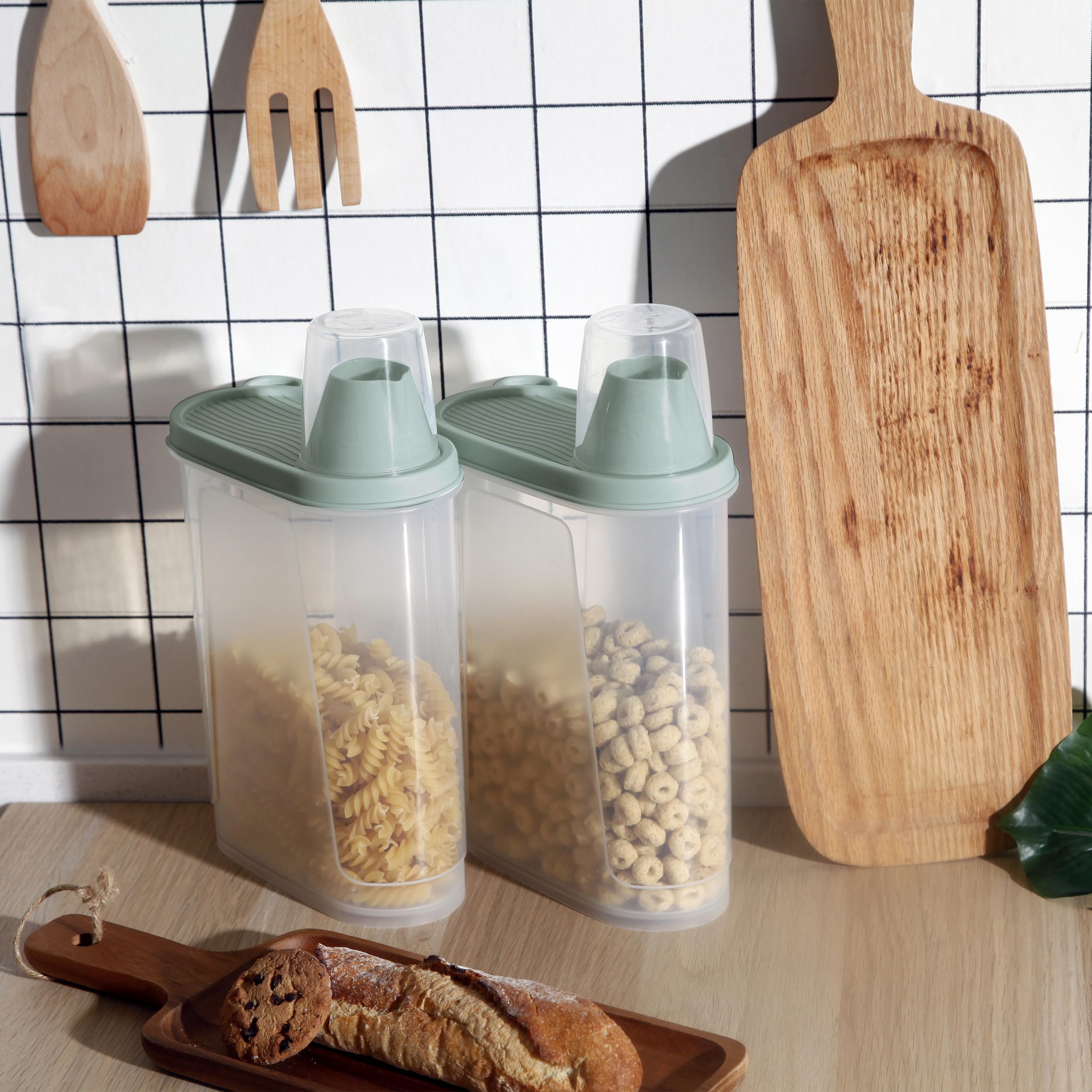 Citylife Juego de 2 recipientes herméticos para comida para perros, 2.3L contenedor de almacenamiento impermeable comida de gatos, vaso medidor pienso, Apto para cereales, comida para mascotas