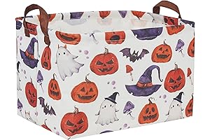 Rectangular Black Halloween Basket for Kids- PE Coating Waterproof Boo Holloween Treat...