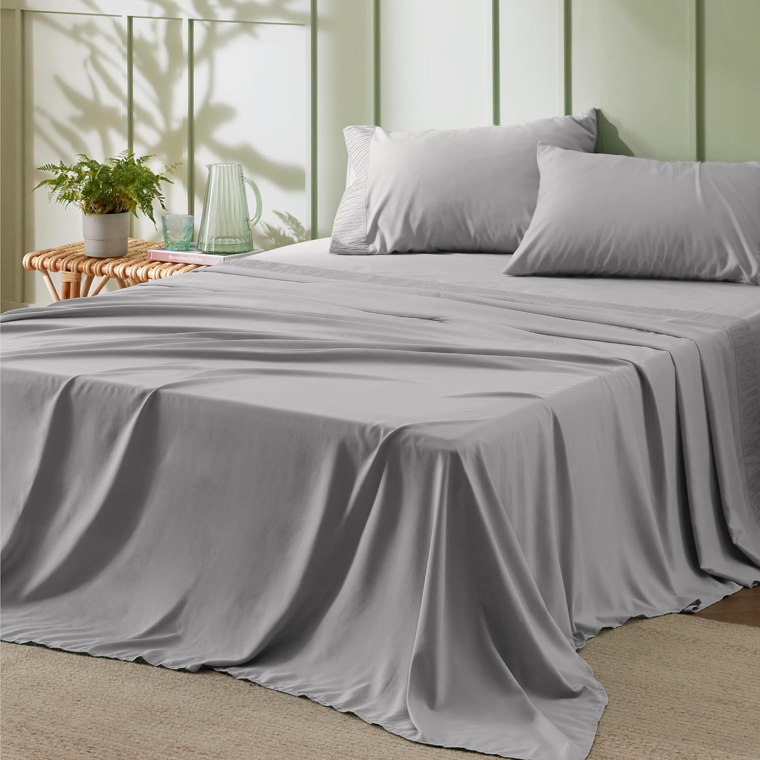 Bedsure Queen Sheet Set - 4 Pieces Soft Queen Size Sheets - Breathable