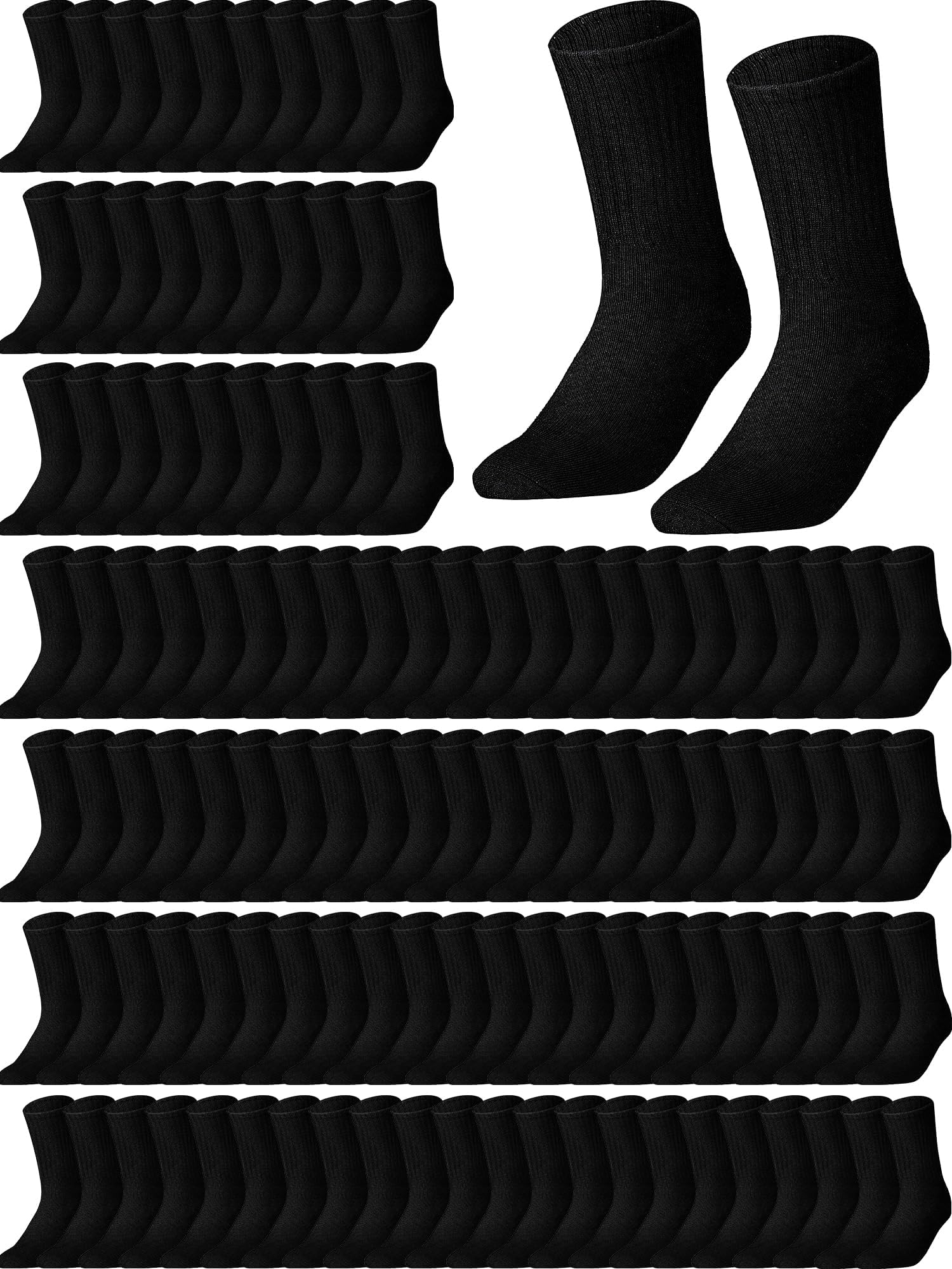 Haysandy 200 Pairs Women Men Socks Bulk Crew Solid Color Unisex Socks Athletic Casual Socks for Adult Kid Homeless