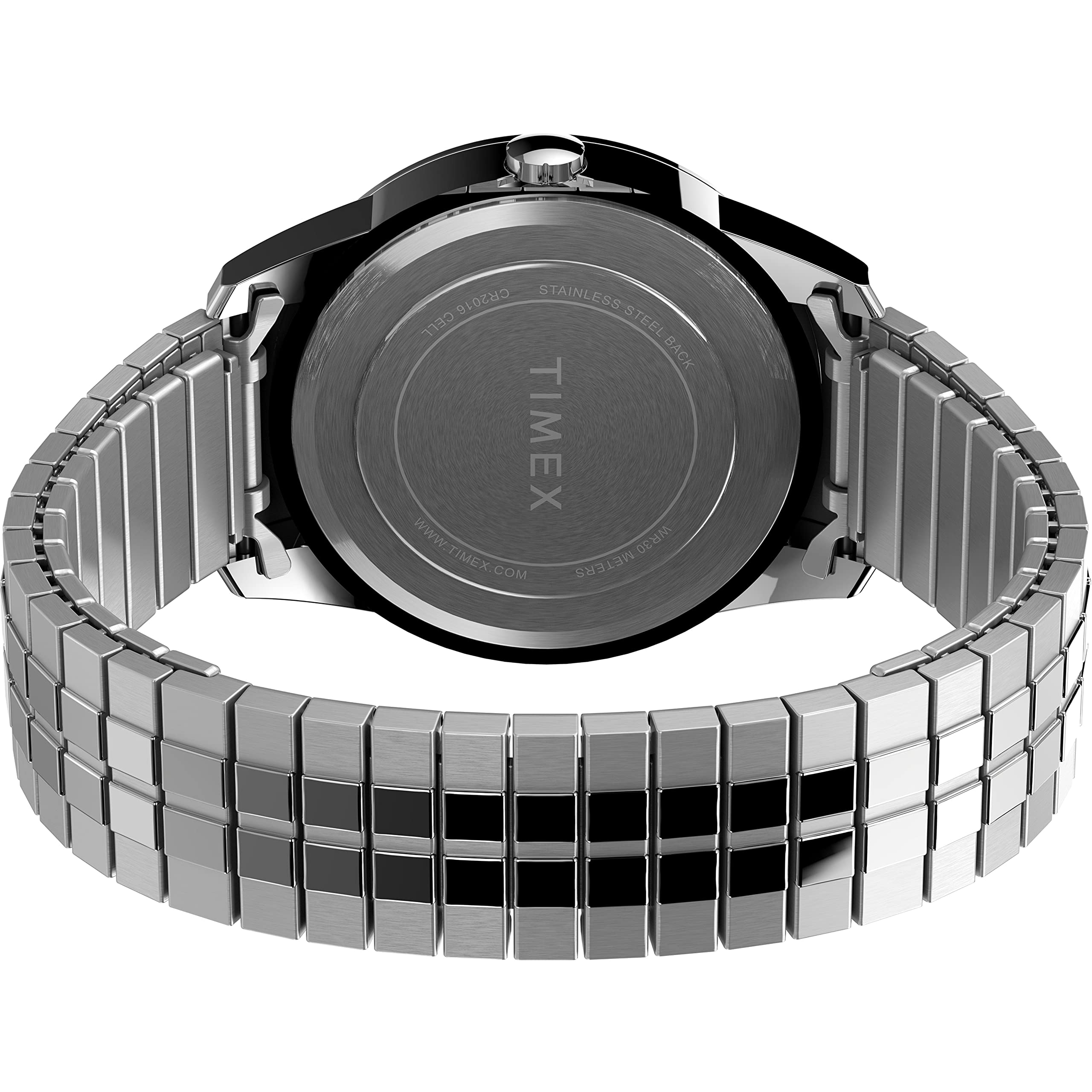 Timex Men's South Street Sport 36mm Perfect Fit Watch – Silver-Tone Case Black Dial with Silver-Tone Expansion Band