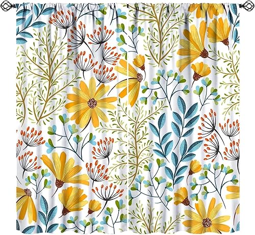 Miniatura 23 de Cortinas de flores rosas de los años 70, retro abstracto, bohemio, rosa, naranja, espiral, ondas, margaritas, estampado floral, cortinas opacas para