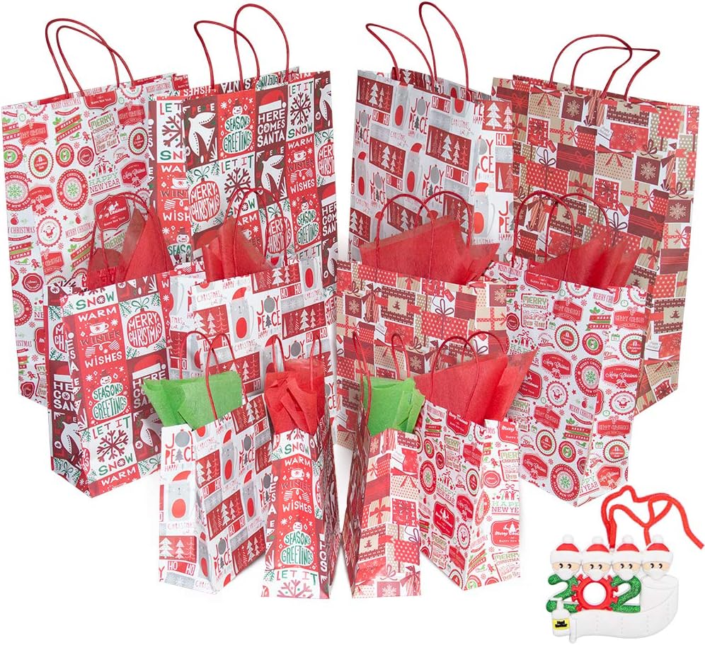 Mothers Day Gifts Bags, Portable Paper Bags, Reusable Kraft Paper Bags Beautiful Lovely Design Bags for Friends and Family（25pcs）