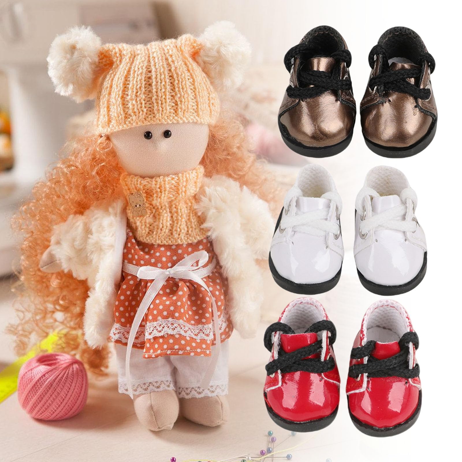 Lot de 6 chaussures miniatures tendance pour poupée - 17 cm - Accessoires de chaussures avec détails complexes - Chaussures de poupée colorées
