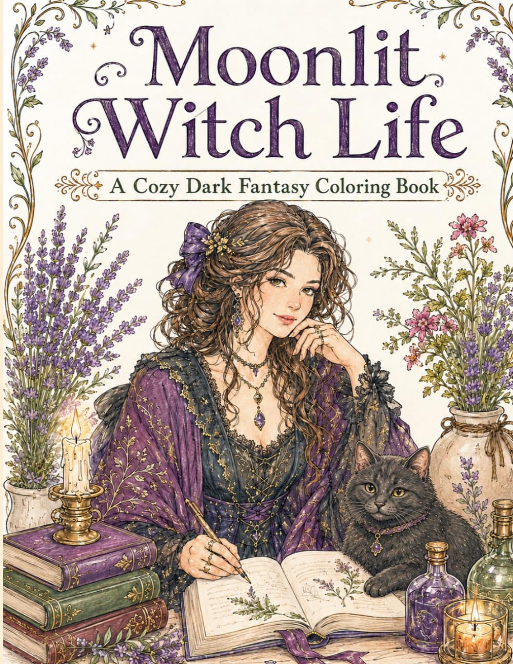 Moonlit Witch Life: A Cozy Dark Fantasy Coloring Book