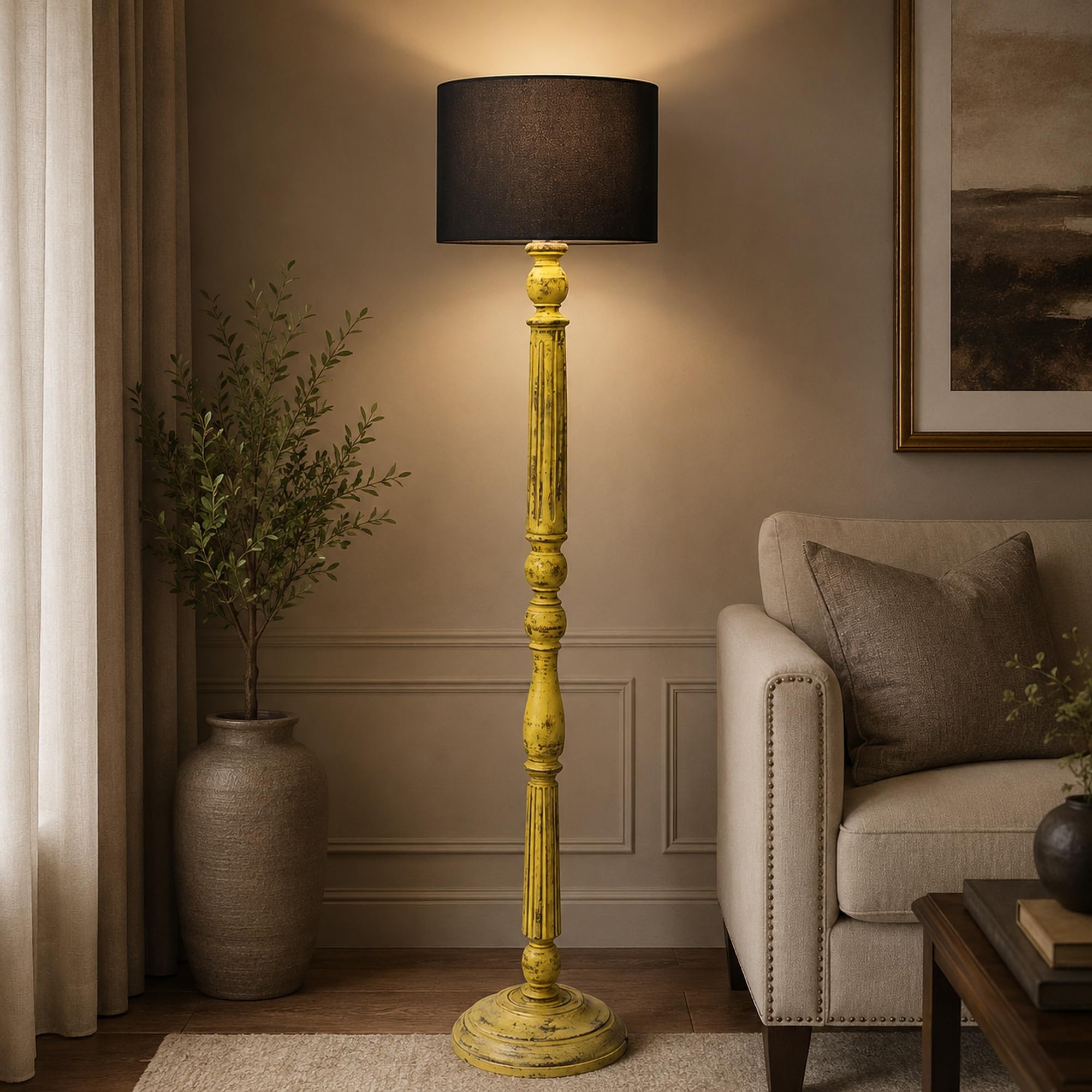 Tu Casa Mango Wood Floor Lamp - Modern Home Lighting -1