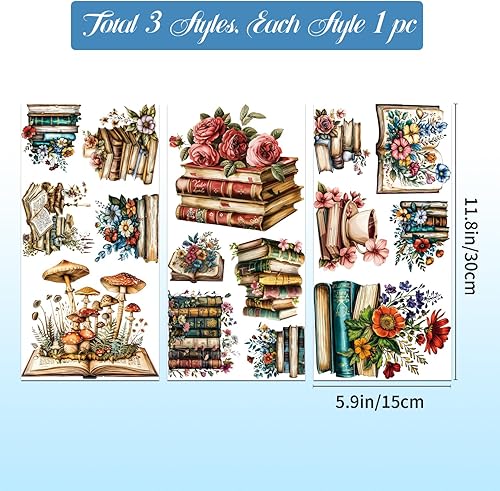 Miniatura 9 de GLOBLELAND 3 hojas de flores y pájaros que se frotan en transferencias de flores vintage para manualidades, transferencia para manualidades y