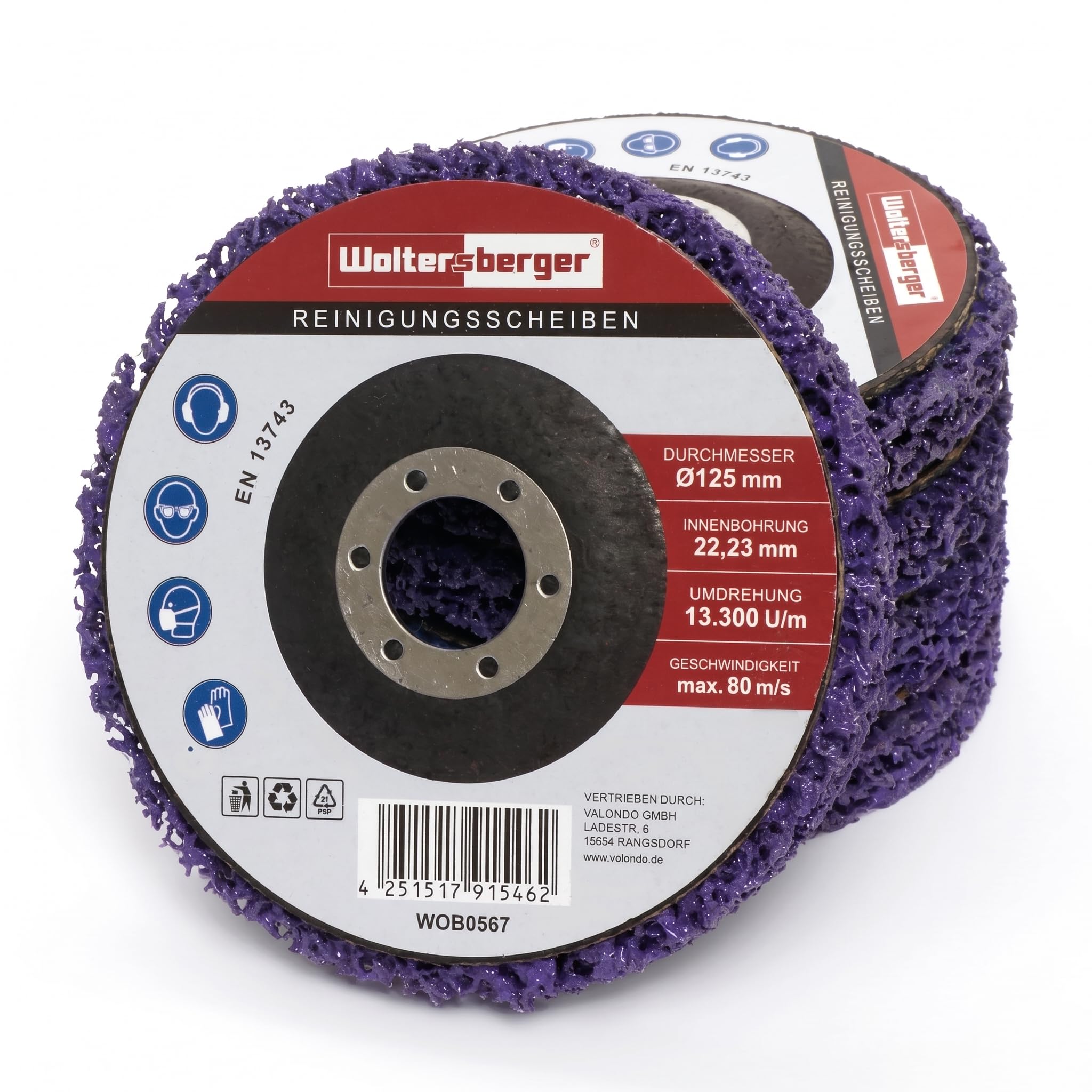 Woltersberger® 5 sztuk dużych tarcz czyszczących o średnicy 125 mm CSD włóknina do czyszczenia CBS nylon liliowy | purpurowy do szlifierek kątowych