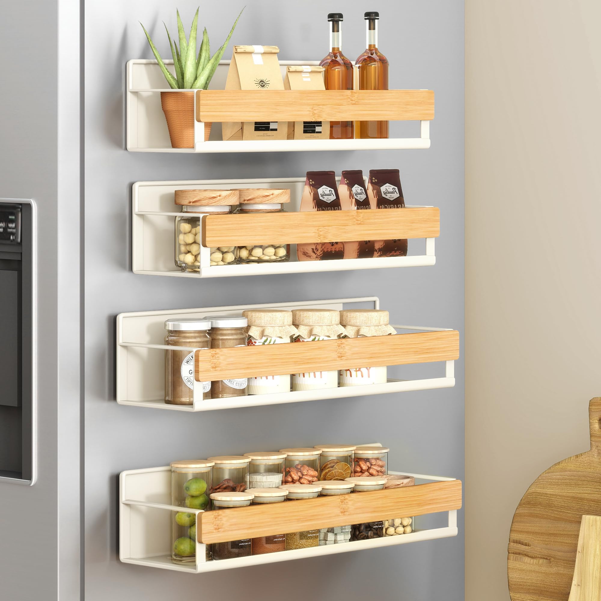 Digsmed（ディグスメッド）　スパイスラック Amazon.com: SONGMICS Magnetic Bamboo Spice Rack for Refrigerator