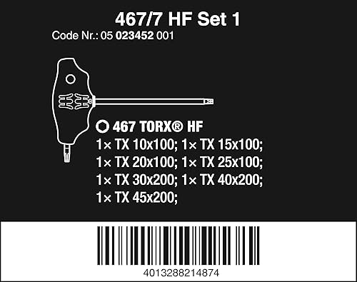 Miniatura 2 de Wera 5023452001 4677 TORX HF Juego de 1 destornilladores TORX con mango en T con función de sujeción, 7 piezas